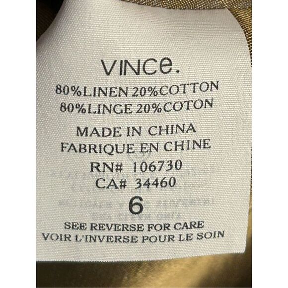 Vince Ombre Sheath Dress Linen Sleeveless Pocket Lined Green Classic 6 (4629) - Picture 5 of 7